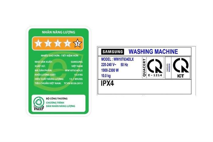 Máy giặt Samsung Lồng ngang AI Inverter 10kg WW10T634DLX/SV